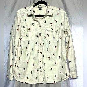 Eddie Bauer flannel button up Apres Ski top